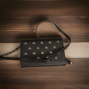 Betsey Johnson Black Skulls Crossbody Bag Clutch Wallet Purse NWT